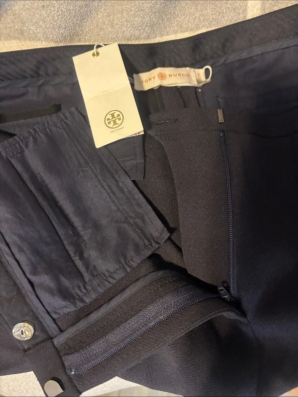 Tory Burch Navy Boot-Cut Dress Pants